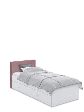 Ліжко з м'яким узголів'ям 90x200 White Pink
