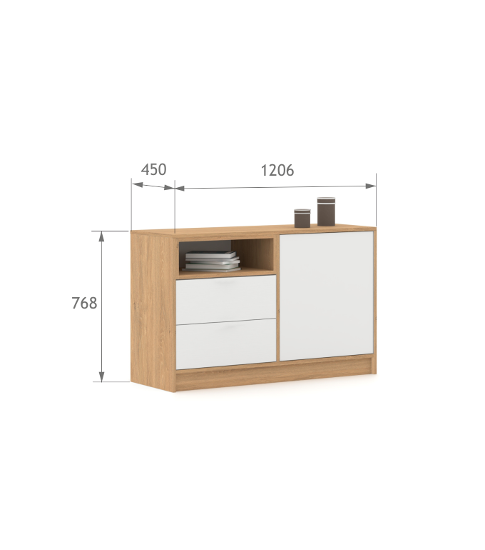 Komoda 120-2-45 White Oak Komoda 120-2-45 White Oak